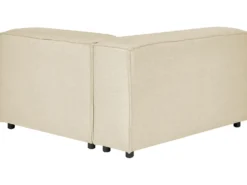 Hjørnesofa modul 2 personers APRICA Kunstlinned Beige med fodskammel Højrevendt