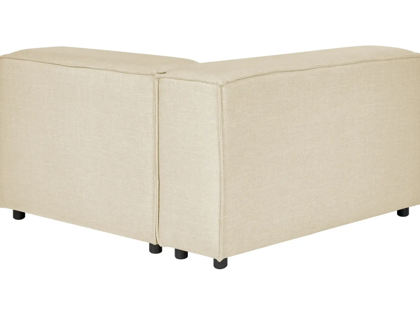 Hjørnesofa modul 2 personers APRICA Kunstlinned Beige med fodskammel Højrevendt
