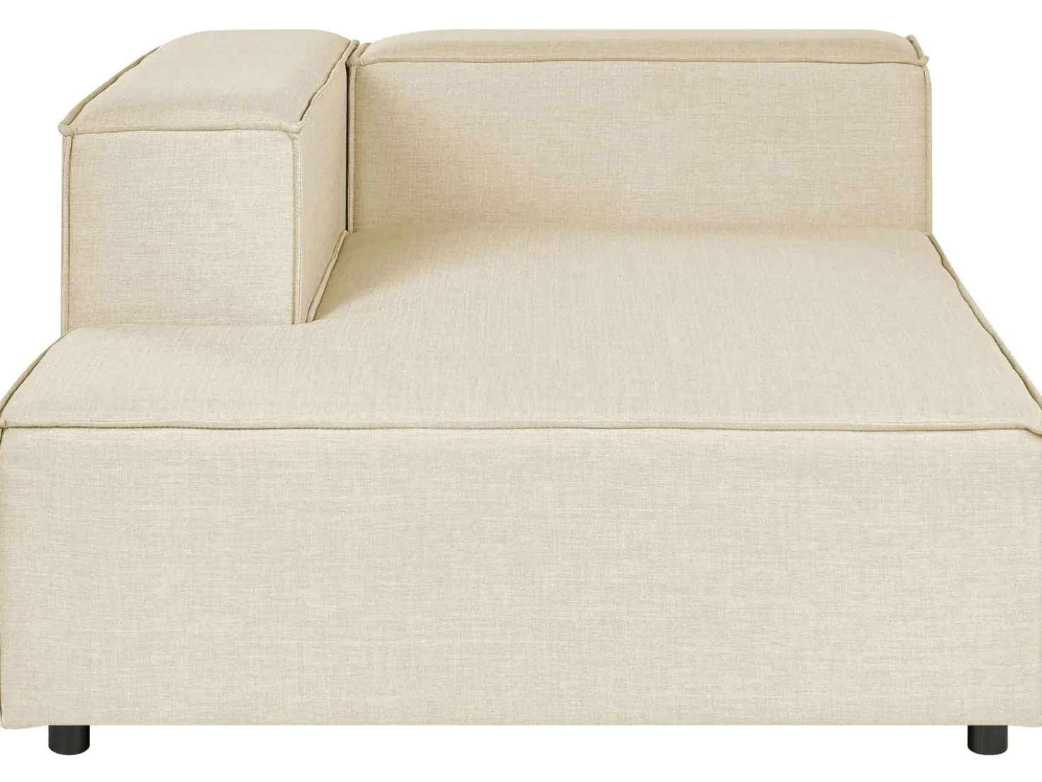 Hjørnesofa modul 2 personers APRICA Kunstlinned Beige med fodskammel Højrevendt