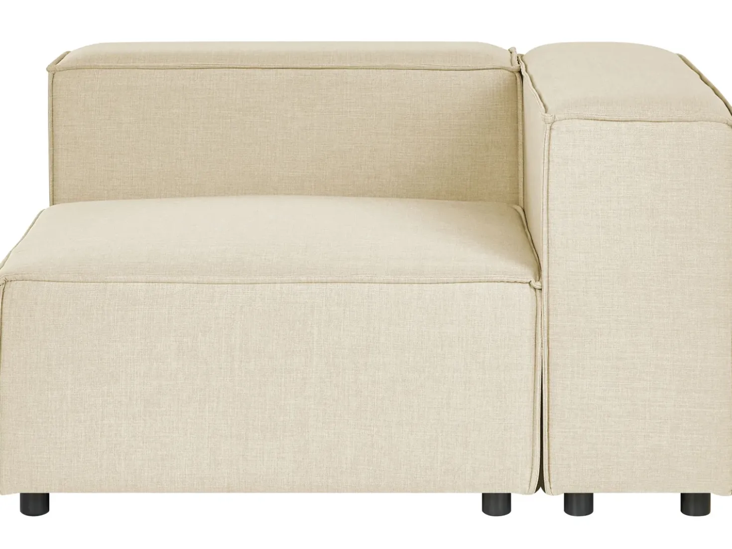 Hjørnesofa modul 2 personers APRICA Kunstlinned Beige med fodskammel Højrevendt
