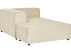 Hjørnesofa modul 2 personers APRICA Kunstlinned Beige med fodskammel Højrevendt