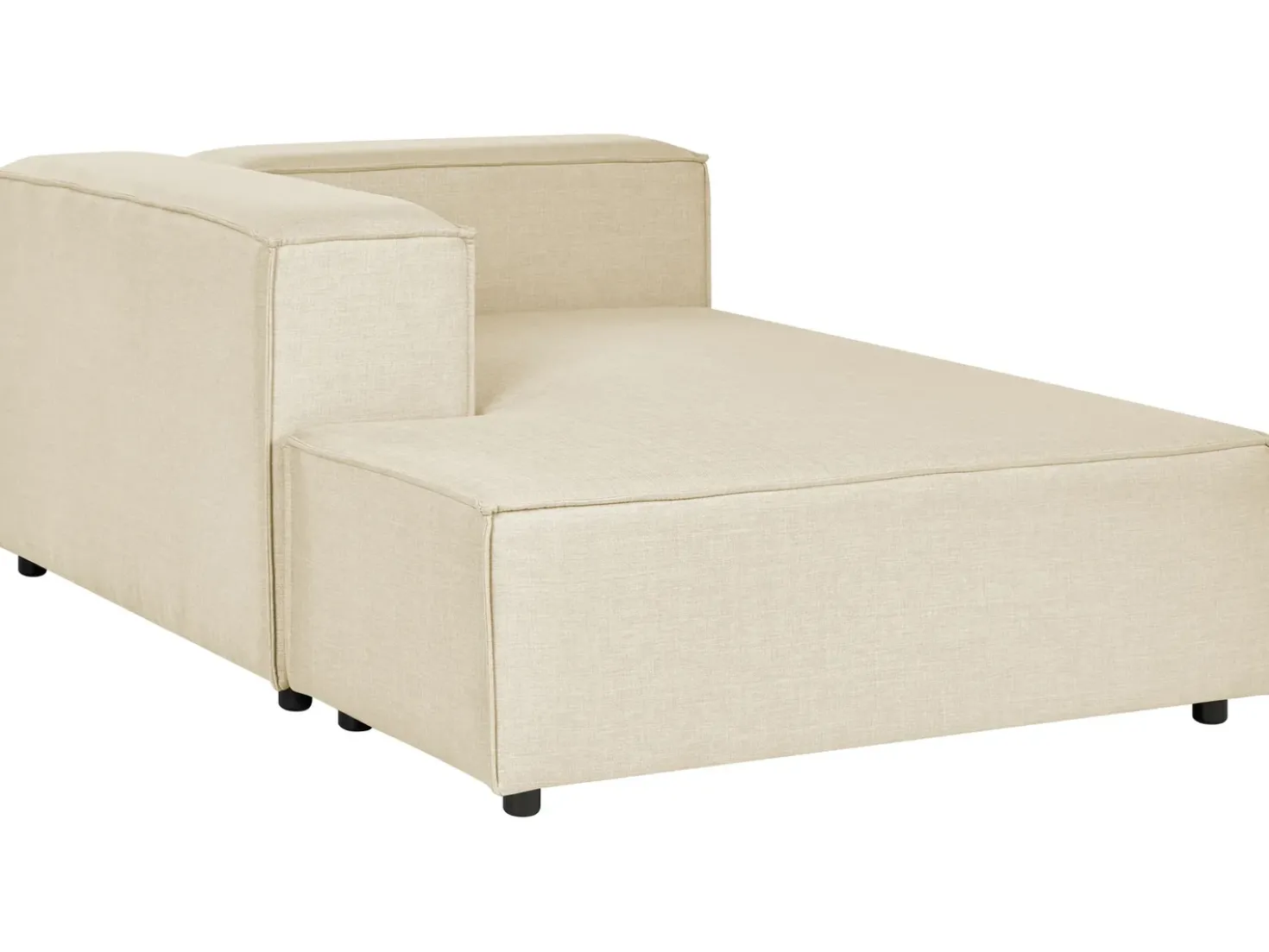 Hjørnesofa modul 2 personers APRICA Kunstlinned Beige med fodskammel Højrevendt