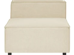 Hjørnesofa modul 2 personers APRICA Kunstlinned Beige med fodskammel Højrevendt