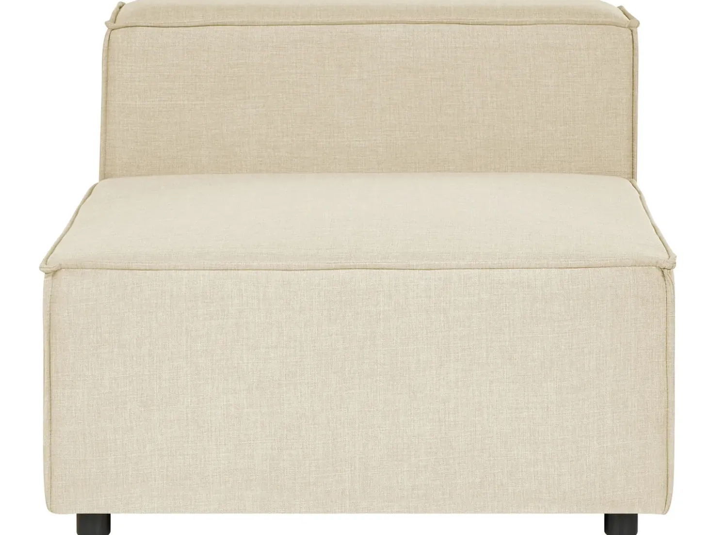 Hjørnesofa modul 2 personers APRICA Kunstlinned Beige med fodskammel Højrevendt