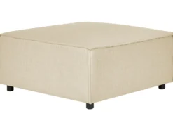 Hjørnesofa modul 2 personers APRICA Kunstlinned Beige med fodskammel Højrevendt