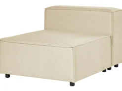 Hjørnesofa modul 2 personers APRICA Kunstlinned Beige med fodskammel Højrevendt