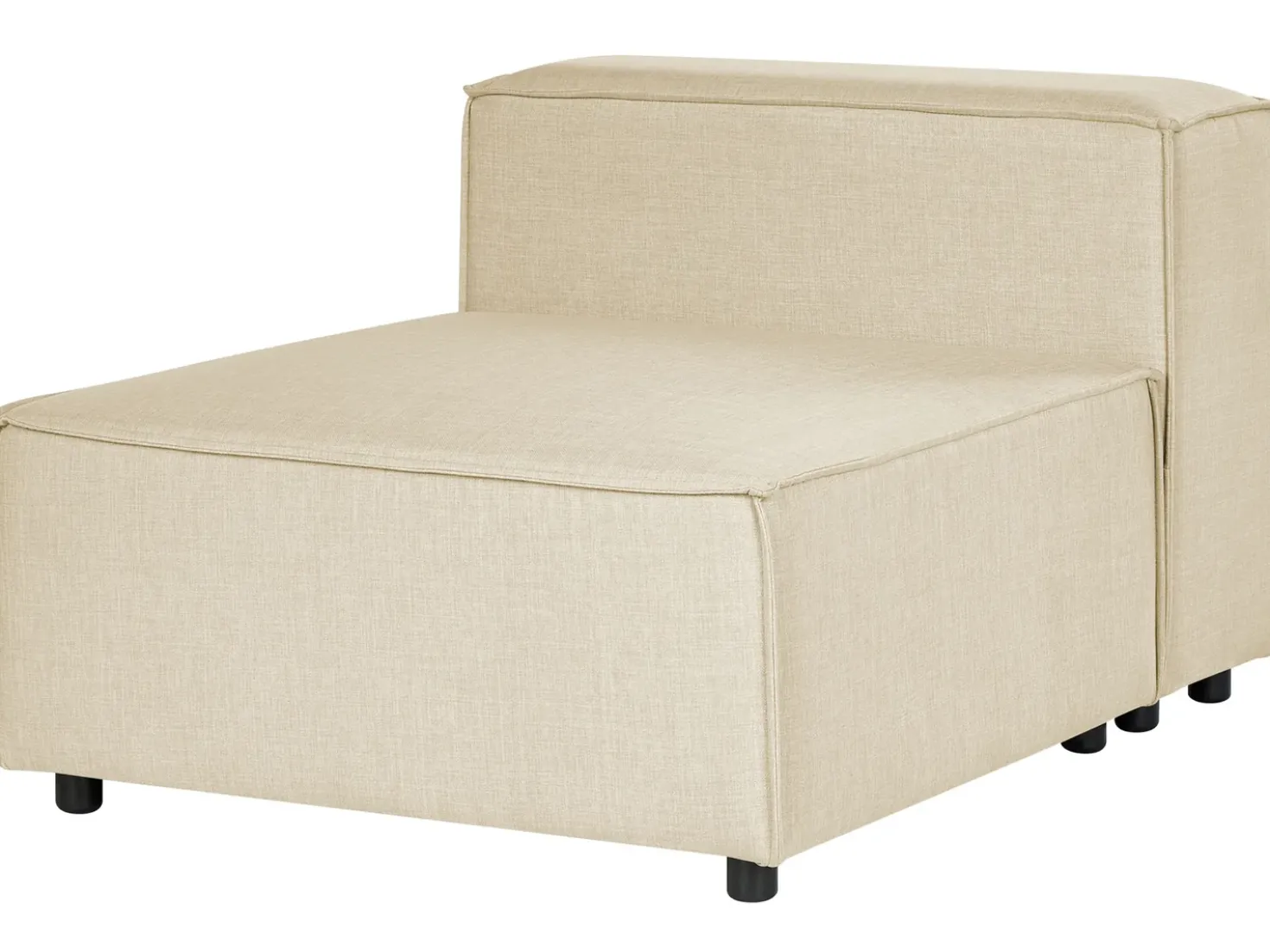 Hjørnesofa modul 2 personers APRICA Kunstlinned Beige med fodskammel Højrevendt