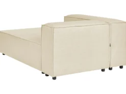 Hjørnesofa modul 2 personers APRICA Kunstlinned Beige med fodskammel Højrevendt