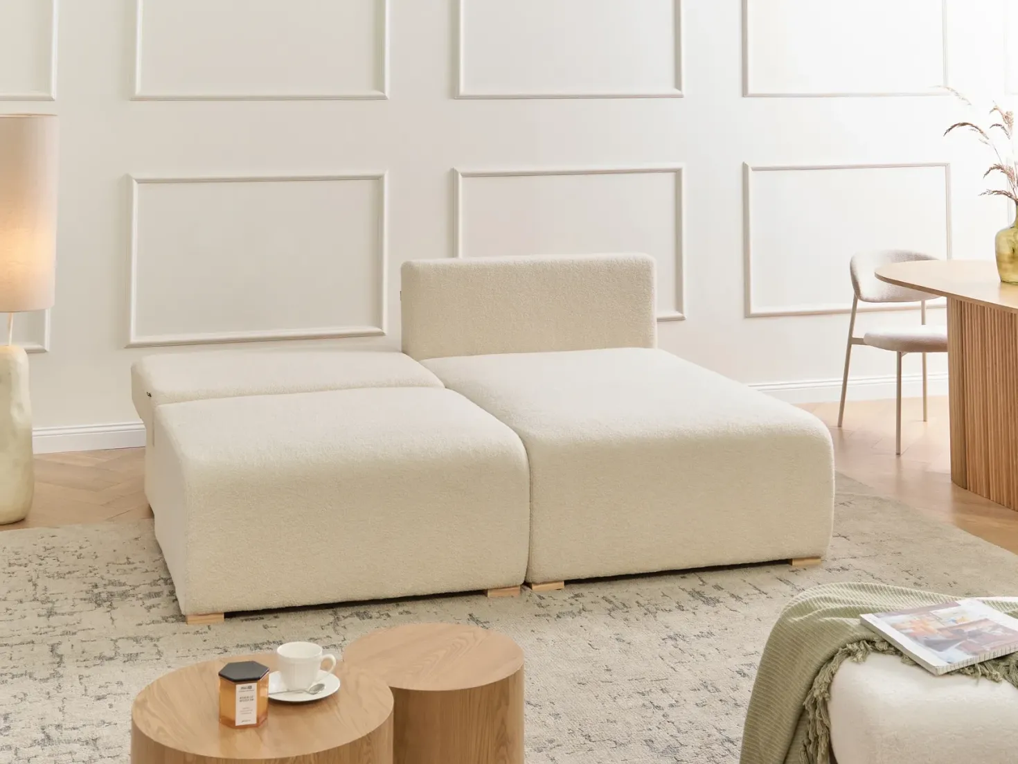 Hjørnesofa modul NERBO Boucle Cremehvid Venstrevendt