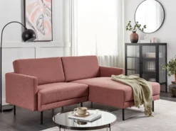Hjørnesofa 2 personers BREDA Lyserød Venstrevendt