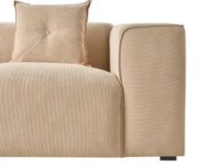 Hjørnesofa 3 personers DOLVA Fløjl Beige Højrevendt