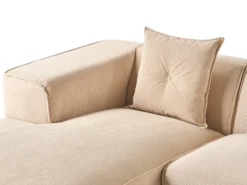 Hjørnesofa 3 personers DOLVA Fløjl Beige Højrevendt