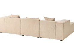 Hjørnesofa 3 personers DOLVA Fløjl Beige Højrevendt