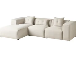 Hjørnesofa 3 personers DOLVA Lys Beige Højrevendt