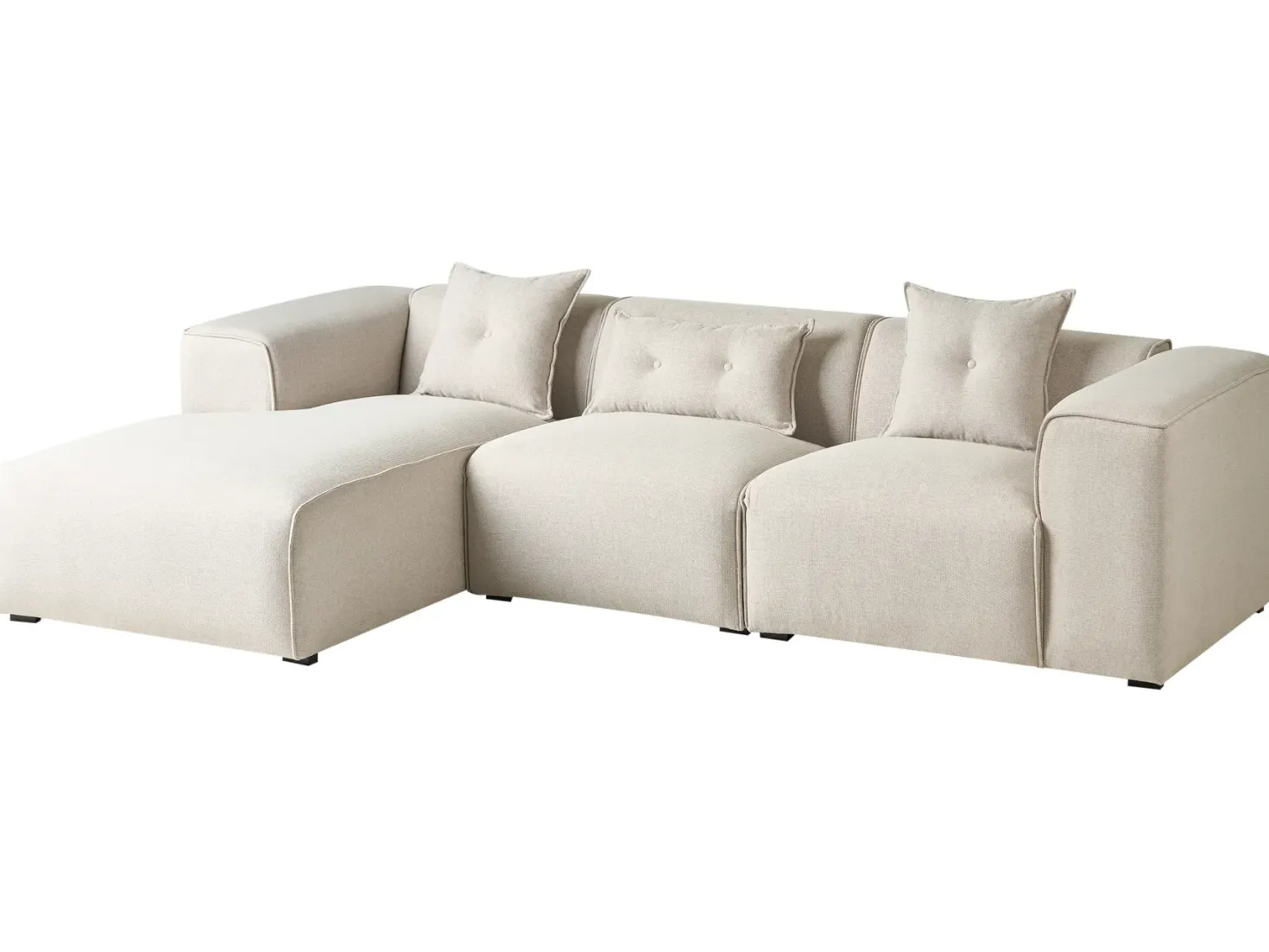 Hjørnesofa 3 personers DOLVA Lys Beige Højrevendt