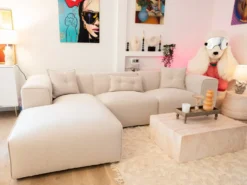 Hjørnesofa 3 personers DOLVA Lys Beige Højrevendt