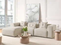 Hjørnesofa 3 personers DOLVA Lys Beige Højrevendt