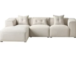 Hjørnesofa 3 personers DOLVA Lys Beige Højrevendt