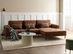 Hjørnesofa 3 personers FLAM Boucle Brun Venstrevendt