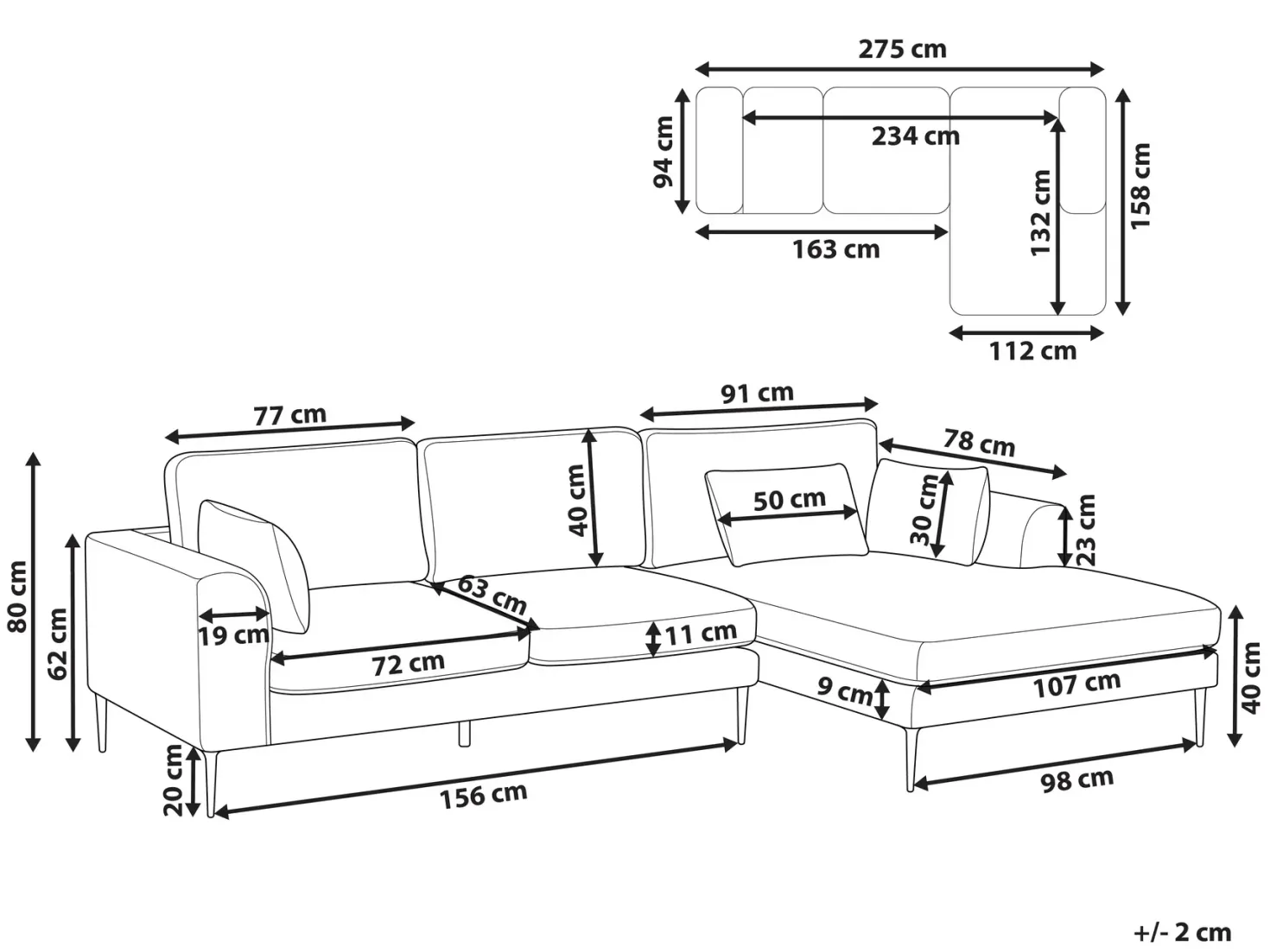 Hjørnesofa 3 personers FLAM Boucle Brun Venstrevendt