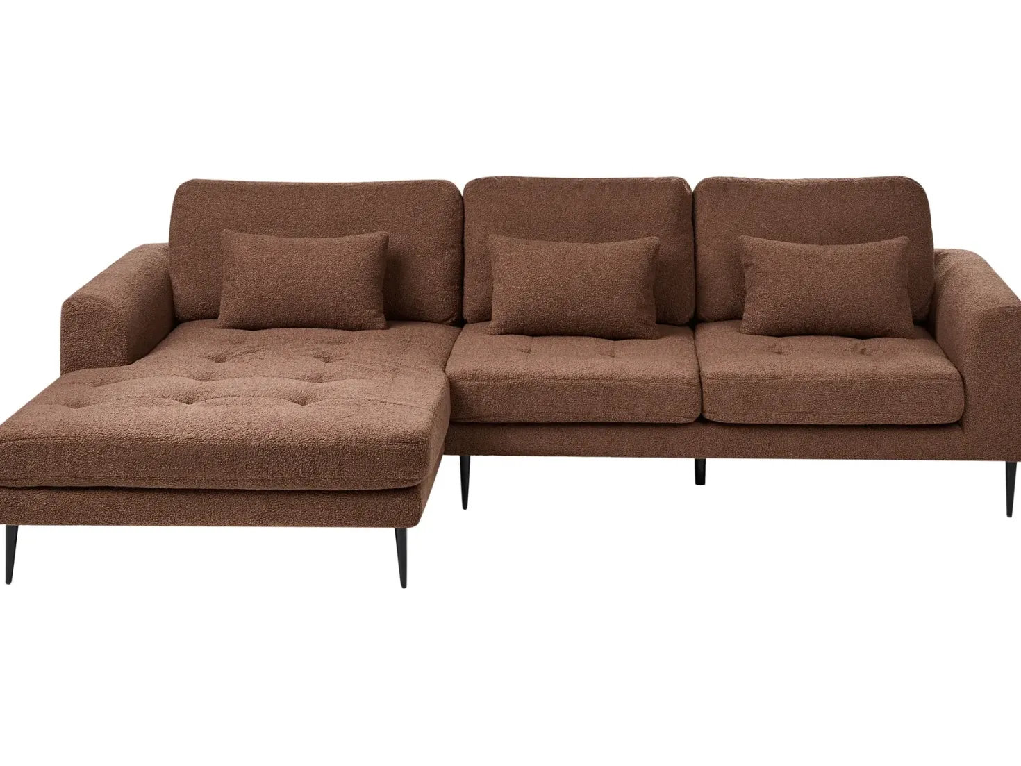 Hjørnesofa 3 personers FLAM Boucle Brun Højrevendt