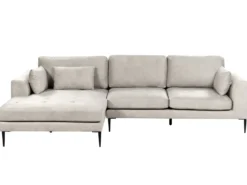 Hjørnesofa 3 personers FLAM Velour Grå Højrevendt
