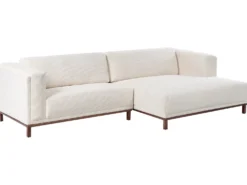 Hjørnesofa 4 personers VENG Fløjl Lys Beige Venstrevendt