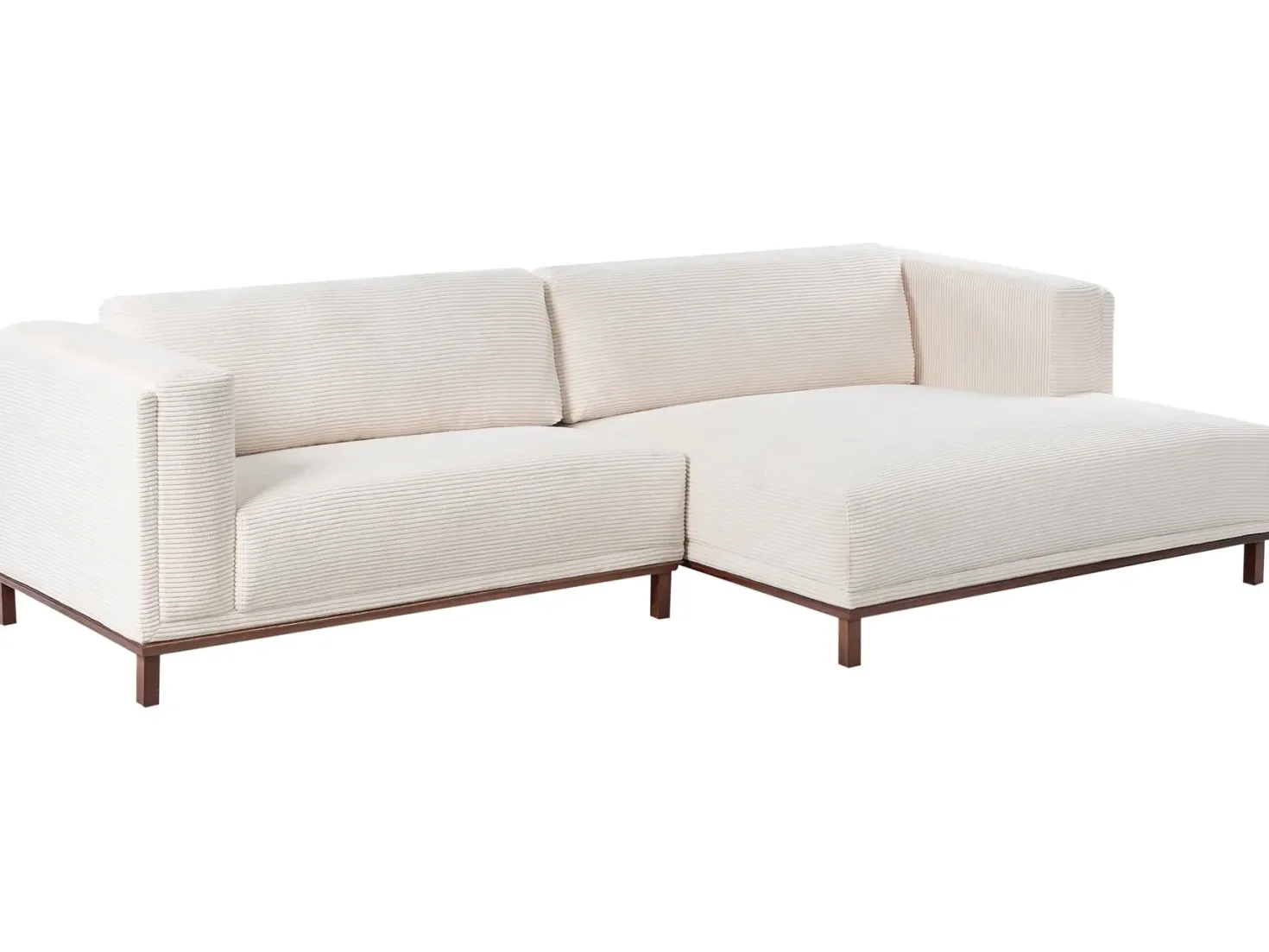 Hjørnesofa 4 personers VENG Fløjl Lys Beige Venstrevendt