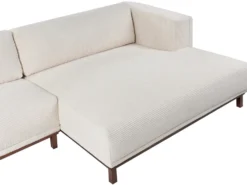 Hjørnesofa 4 personers VENG Fløjl Lys Beige Venstrevendt