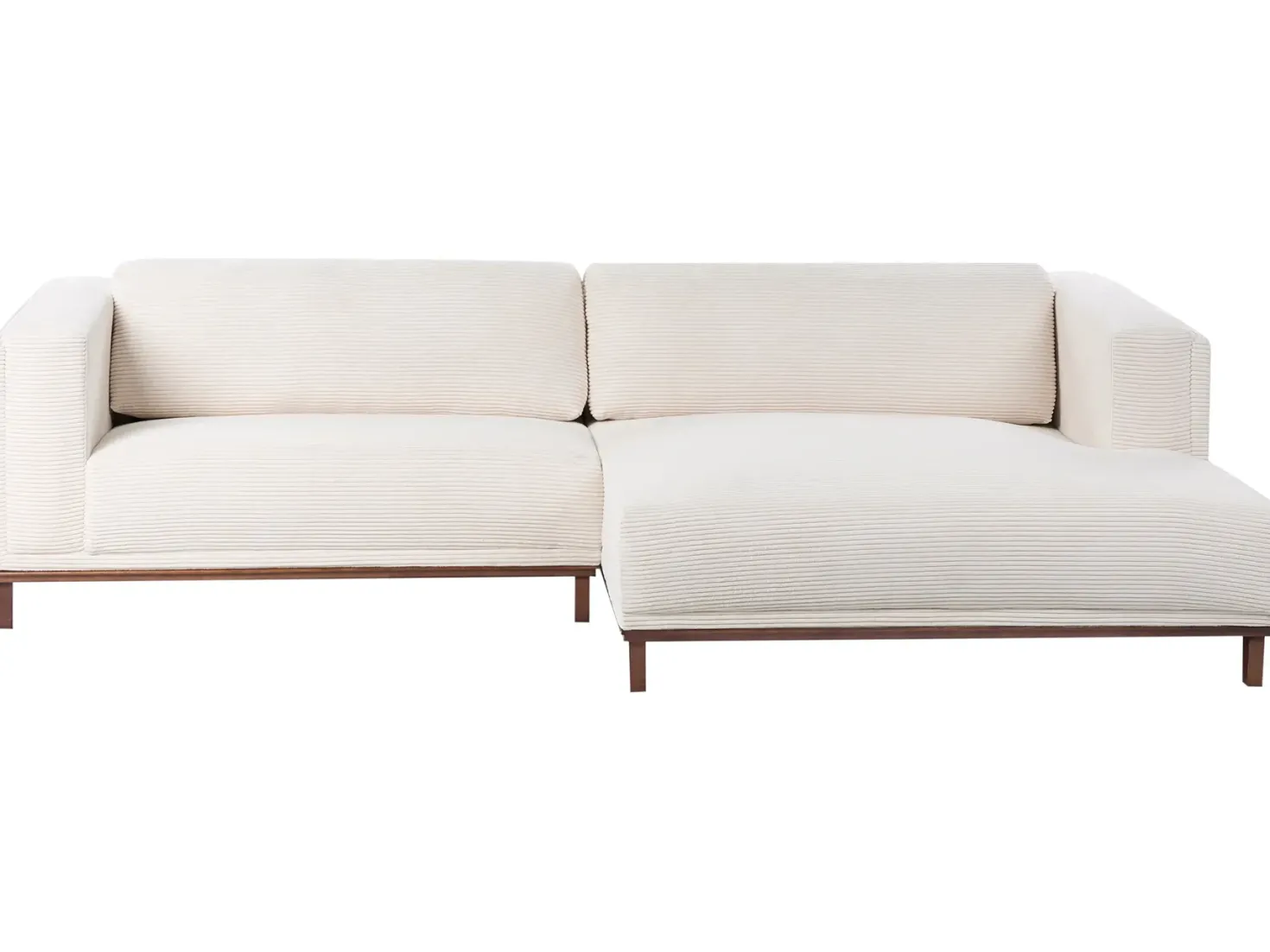 Hjørnesofa 4 personers VENG Fløjl Lys Beige Venstrevendt