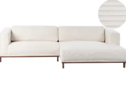 Hjørnesofa 4 personers VENG Fløjl Lys Beige Venstrevendt