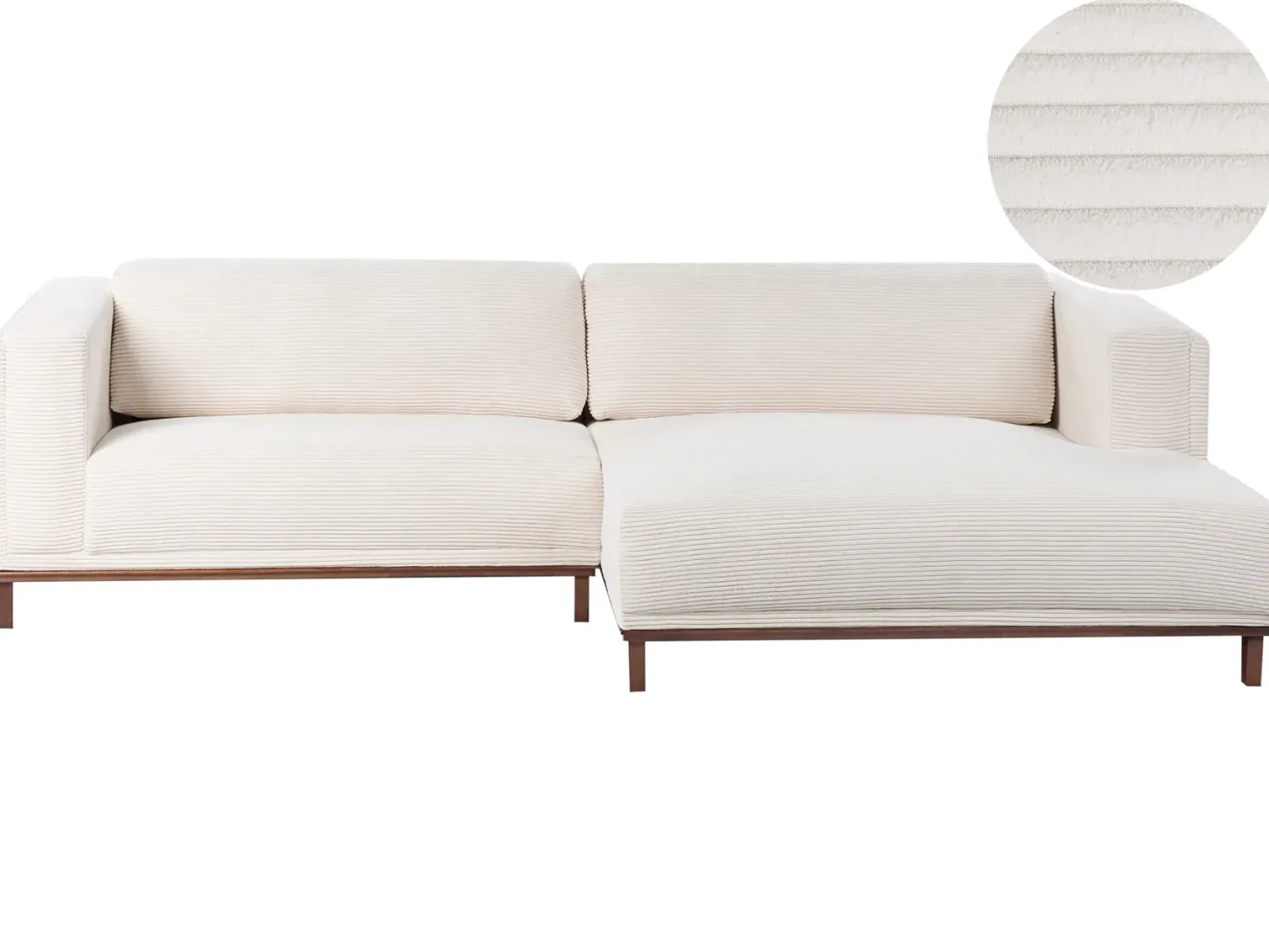 Hjørnesofa 4 personers VENG Fløjl Lys Beige Venstrevendt