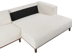 Hjørnesofa 4 personers VENG Fløjl Lys Beige Venstrevendt