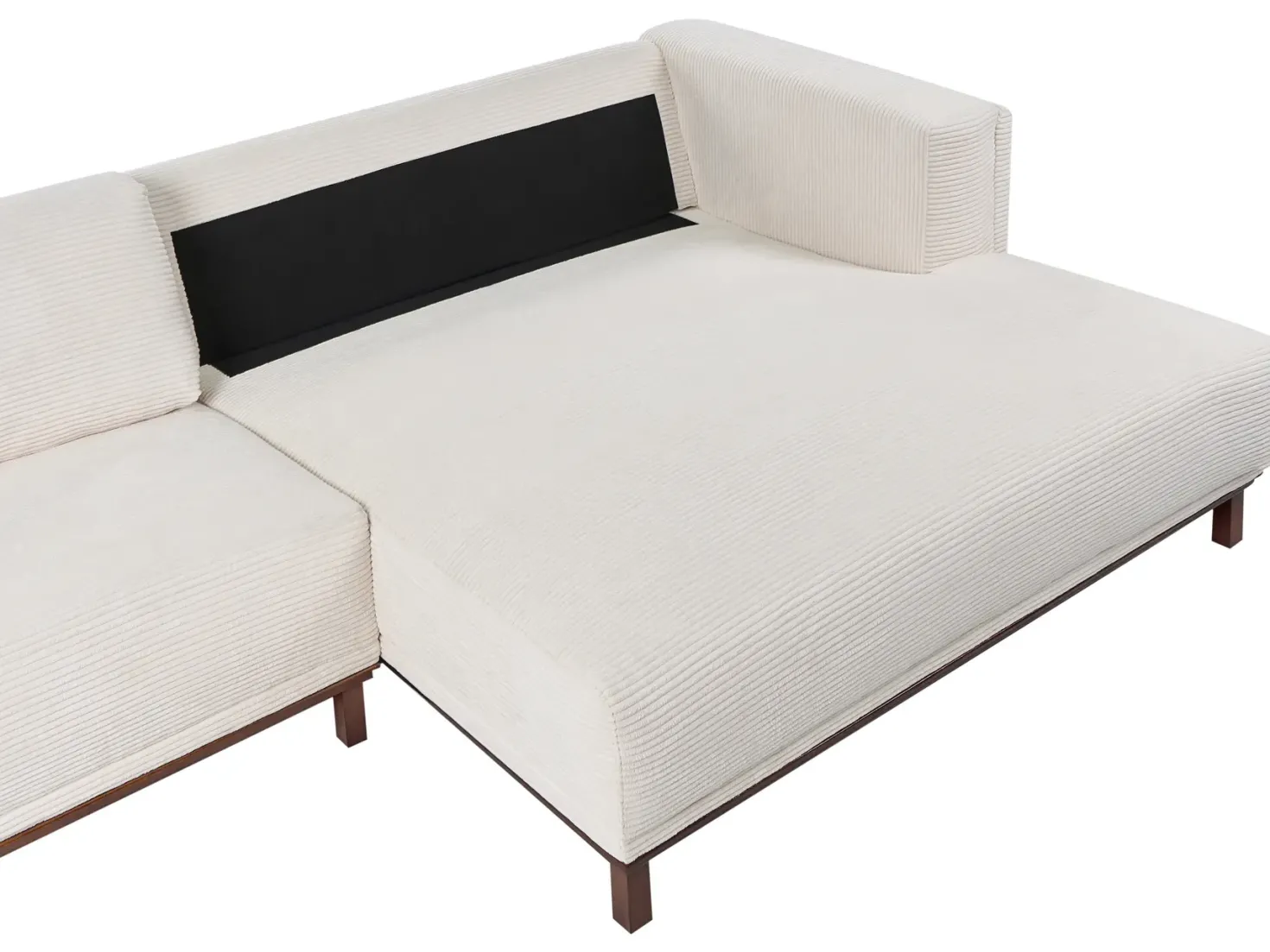 Hjørnesofa 4 personers VENG Fløjl Lys Beige Venstrevendt