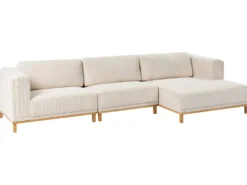 Hjørnesofa 5 personers VENG Fløjl Lys Beige Venstrevendt