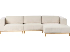Hjørnesofa 5 personers VENG Fløjl Lys Beige Venstrevendt