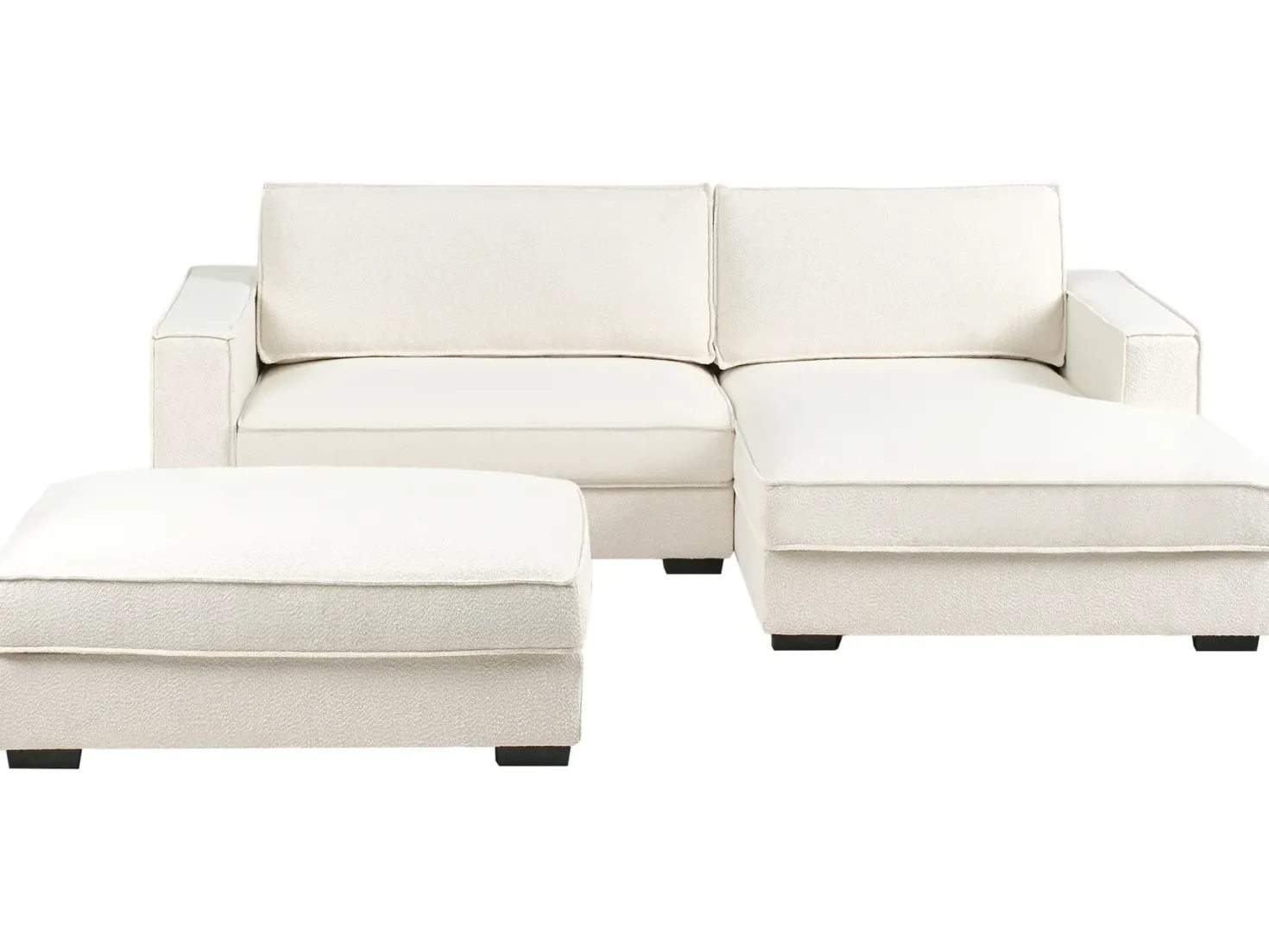 Hjørnesofa RENDERS Boucle Cremehvid med fodskammel Venstrevendt