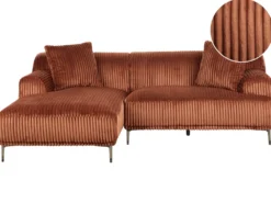 Hjørnesofa STENUM Fløjl Brun Højrevendt