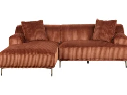 Hjørnesofa STENUM Fløjl Brun Højrevendt