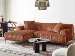 Hjørnesofa STENUM Fløjl Brun Højrevendt