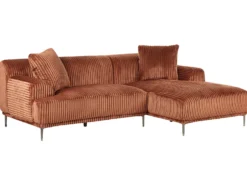 Hjørnesofa STENUM Fløjl Brun Højrevendt