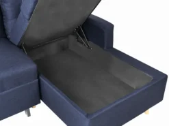 Hjørnesovesofa 4 personers FLAKK Navy Blå med opbevaring Venstrevendt