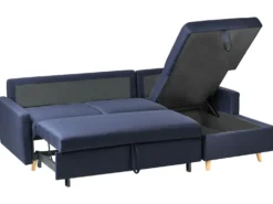 Hjørnesovesofa 4 personers FLAKK Navy Blå med opbevaring Venstrevendt