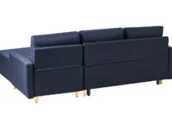 Hjørnesovesofa 4 personers FLAKK Navy Blå med opbevaring Venstrevendt