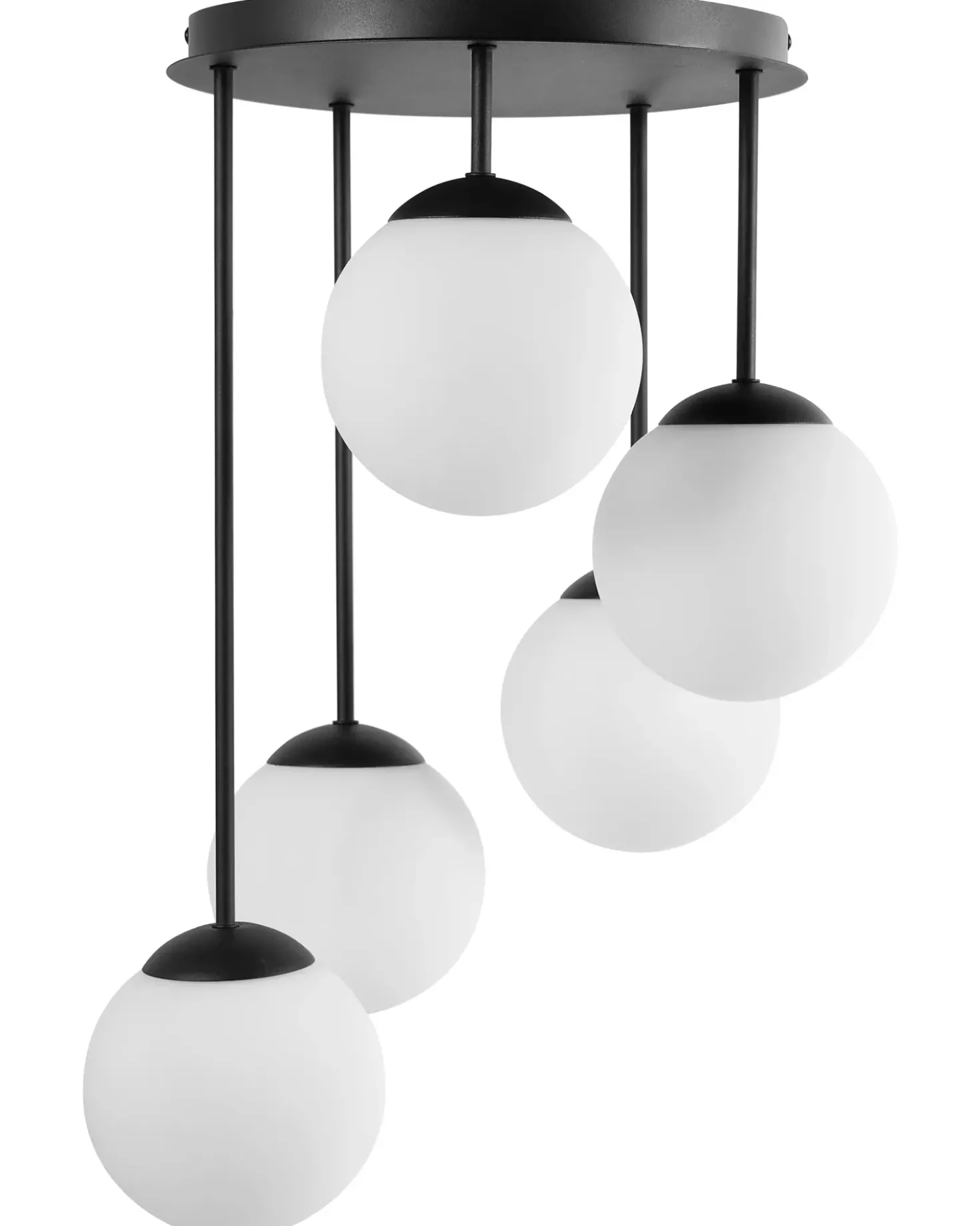 Hængelampe med 5 lys RIANA Glas Sort