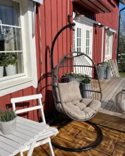 Hængestol med stativ ALBA PE-rattan Sort