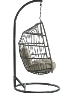 Hængestol med stativ ALBA PE-rattan Sort