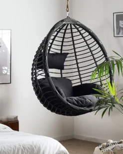 Hængestol TOLLO PE-rattan Sort