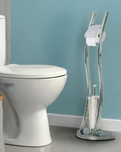 Holder til toiletpapir og -børste SOACHA Metal Sølv