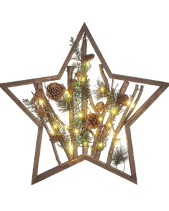 Juledekoration LED DOKKA Stjerne 46 cm Brun